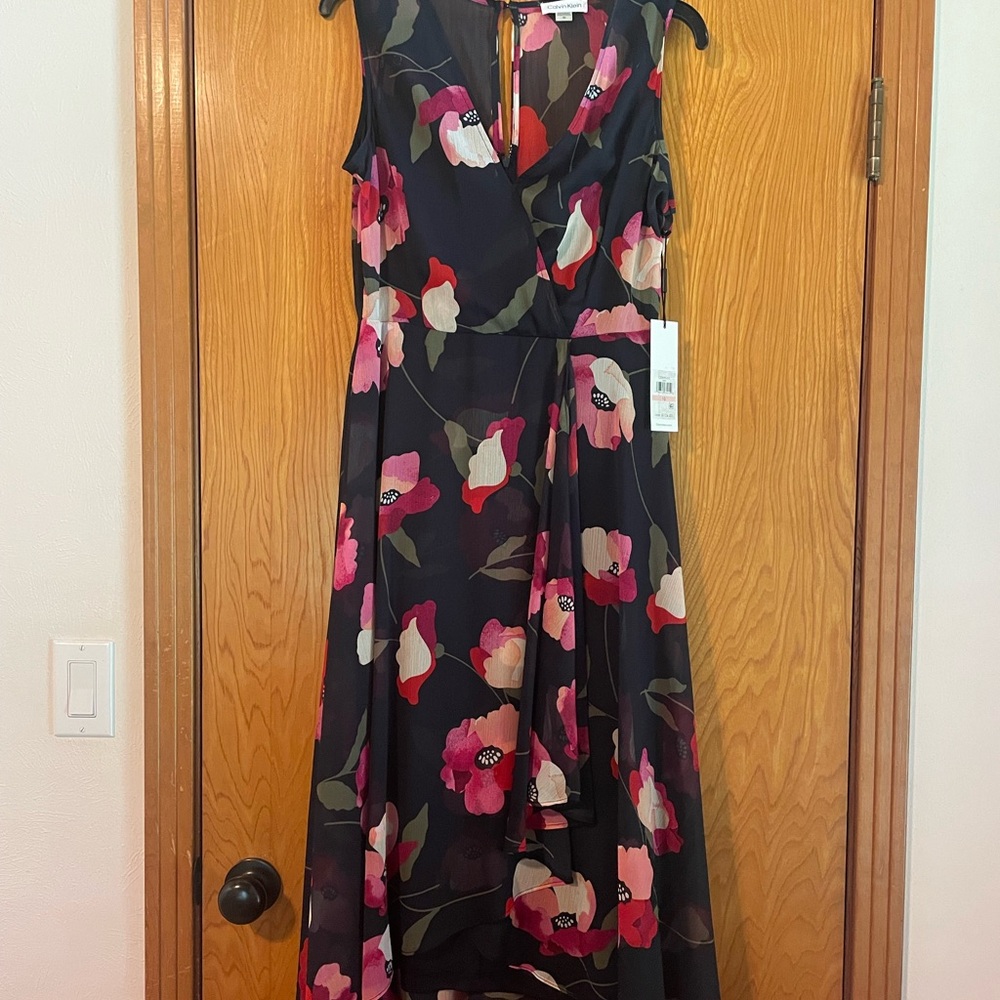 Navy floral hi-low dress